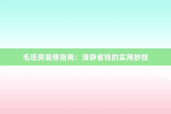 毛坯房装修指南：清静省钱的实用妙技